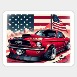 Ford Mustang and The American Flag by Gas Autos Magnet